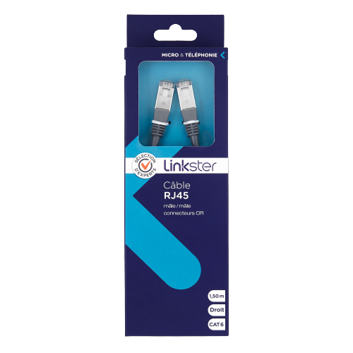 Câble RJ45 mâle/mâle droit - CAT6 - 1,5m - Sélection d’Experts - Linkster