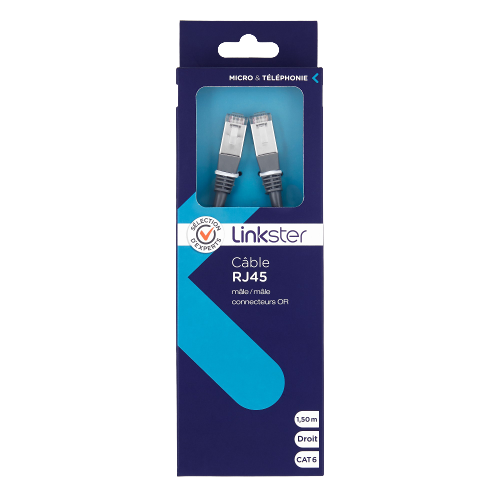 Câble RJ45 mâle/mâle droit - CAT6 - 1,5m - Sélection d’Experts - Linkster