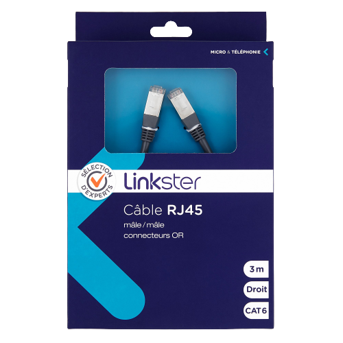 Câble RJ45 mâle/mâle droit - CAT6 - 3m - Sélection d’Experts - Linkster