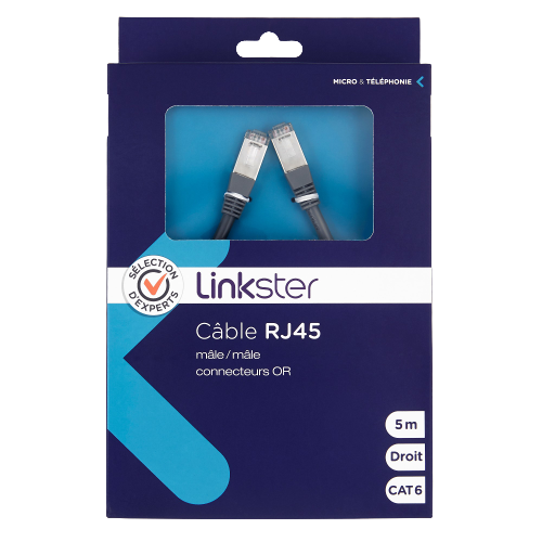 Câble RJ45 mâle/mâle droit - CAT6 - 5m - Sélection d’Experts - Linkster