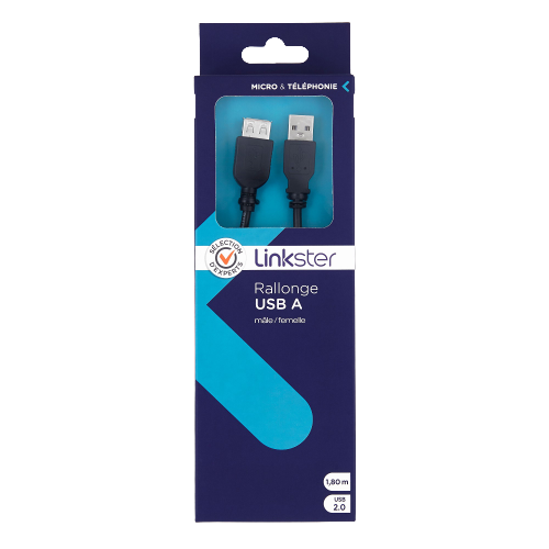 Rallonge USB A mâle/femelle USB 2.0 - 1,8m - Sélection d’Experts - Linkster