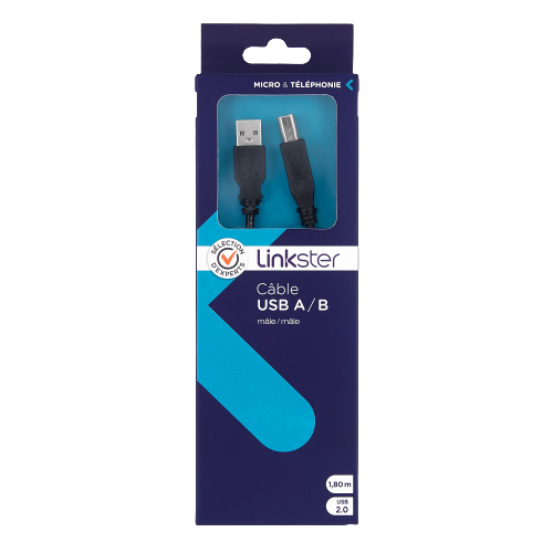 Câble USB A mâle/B mâle USB 2.0 - 1,8m - Sélection d’Experts - Linkster