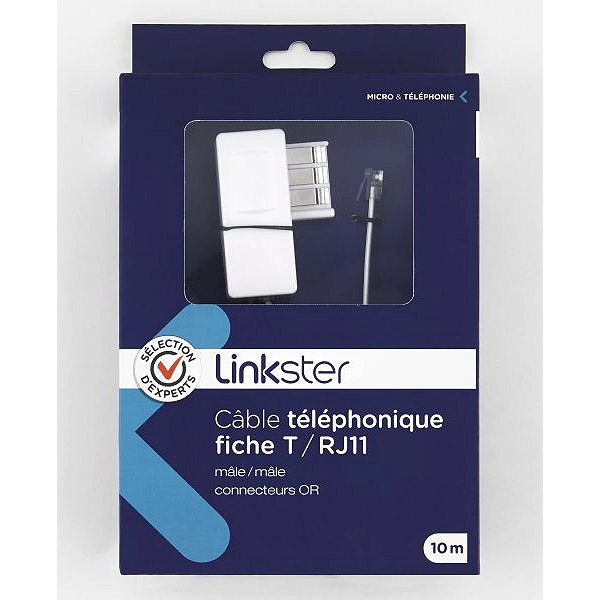 Connectique LINKSTER TSM-TE04 Câble téléphonique fiche T mâle / RJ11 mâle