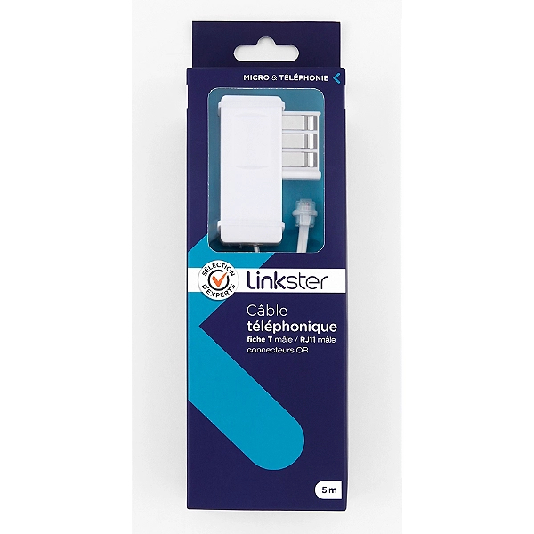 Connectique LINKSTER TSM-TE05 Câble téléphonique fiche T mâle / RJ11 mâle