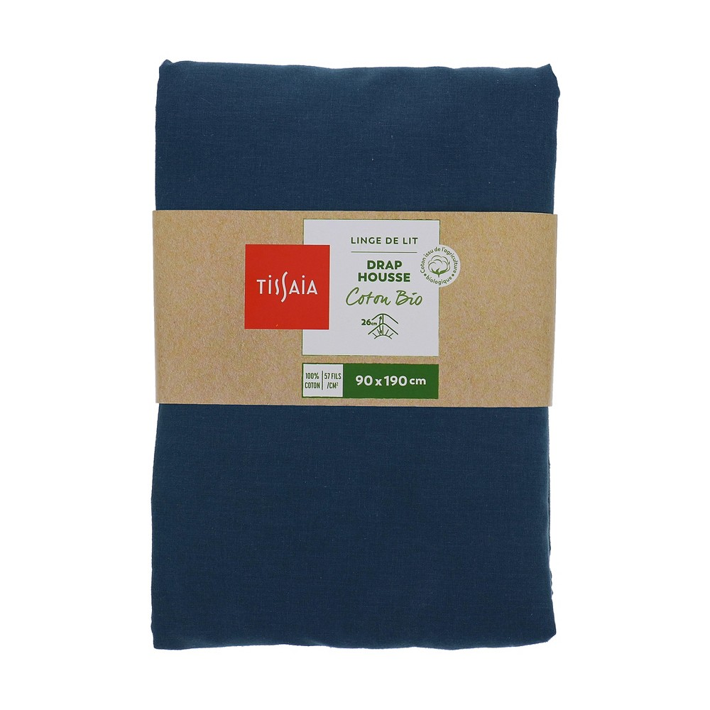 Drap housse 100% coton issu de l'agriculture biologique, 57 fils au cm²