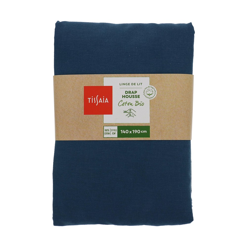 Drap housse 100% coton issu de l'agriculture biologique, 57 fils au cm²