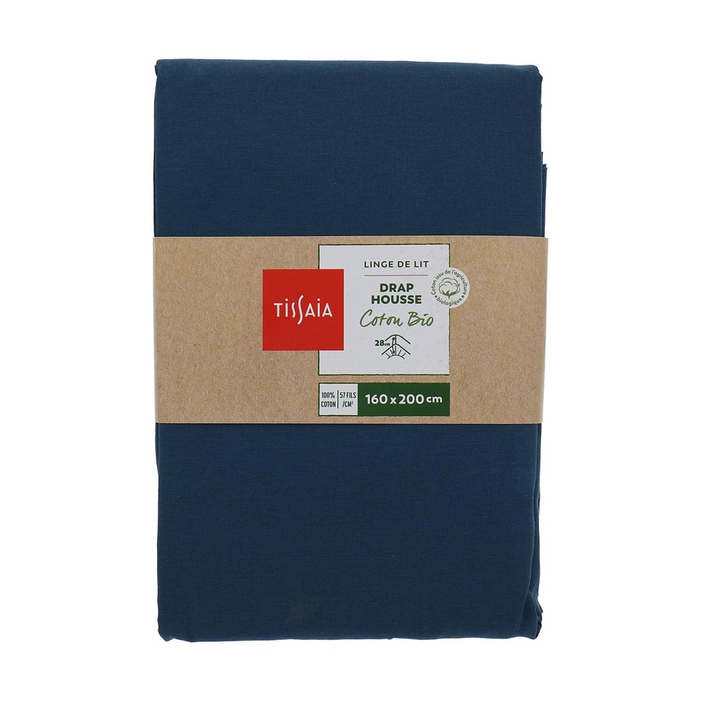 Drap housse 100% coton issu de l'agriculture biologique, 57 fils au cm²