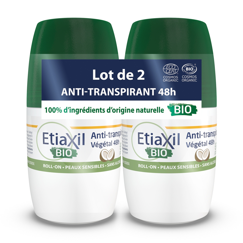 Etiaxil Déodorant Anti-Transpirant Végétal 48h Roll-On Bio 2x50ml