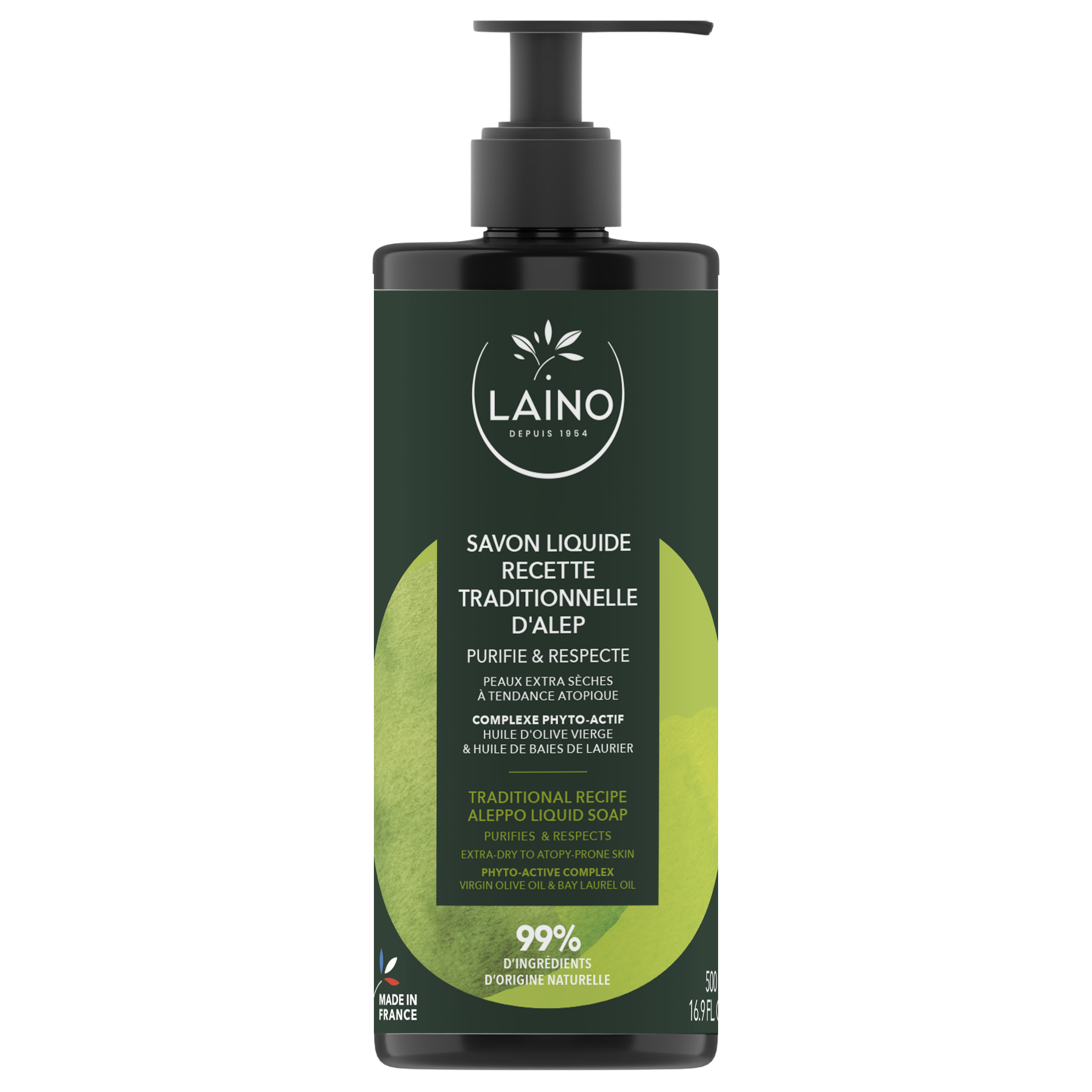Laino Savon Liquide Recette Traditionnelle d'Alep Flacon 500 ml