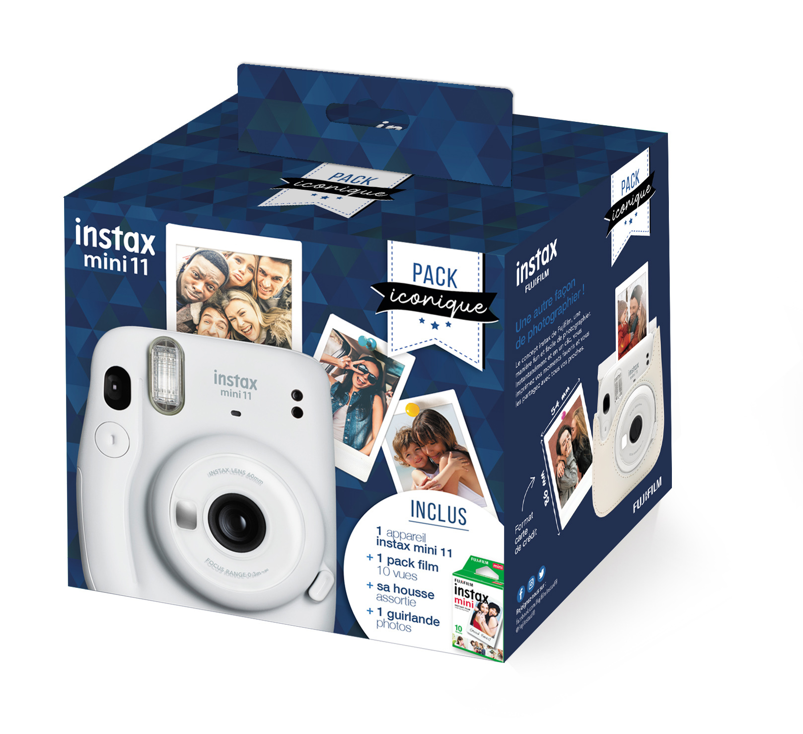 Appareil photo Fujifilm Pack iconique Instax Mini 11 + film + housse + guirlande - 70100148137 - Bla