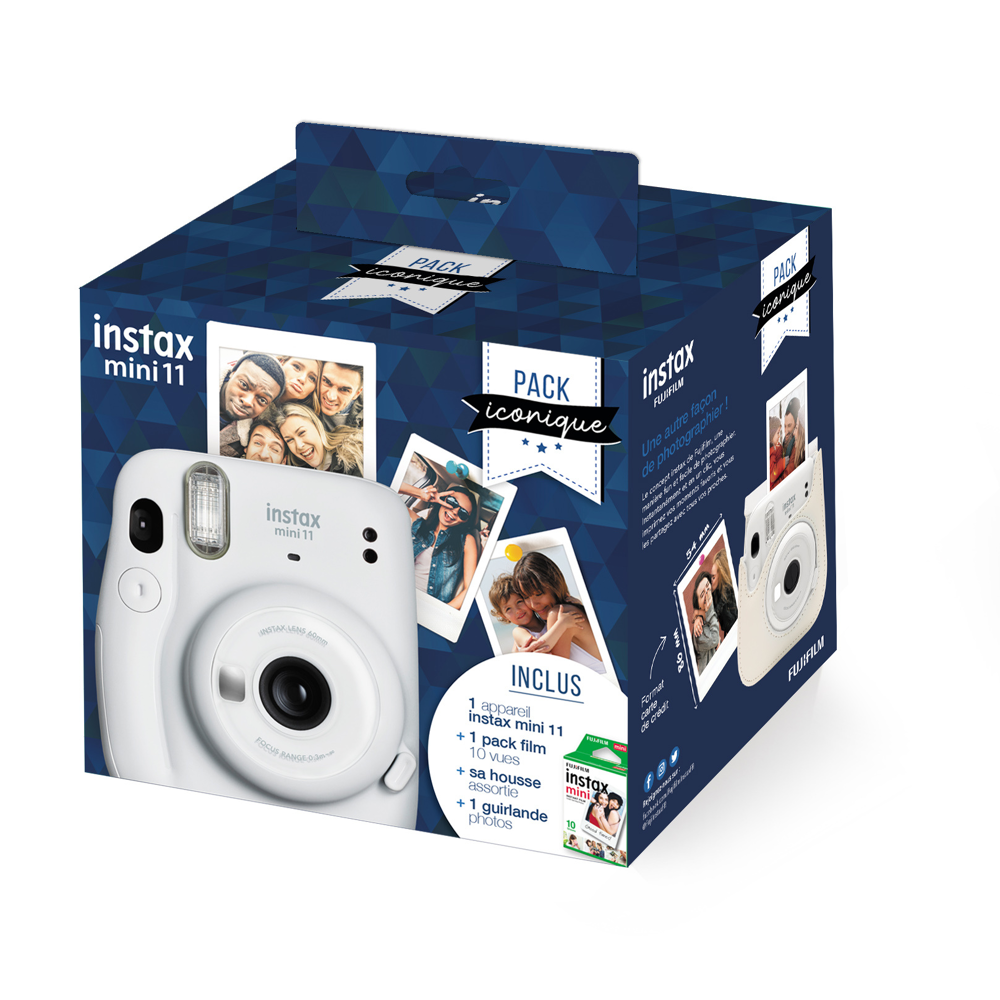 Appareil photo Fujifilm Pack iconique Instax Mini 11 + film + housse + guirlande - 70100148137 - Bla