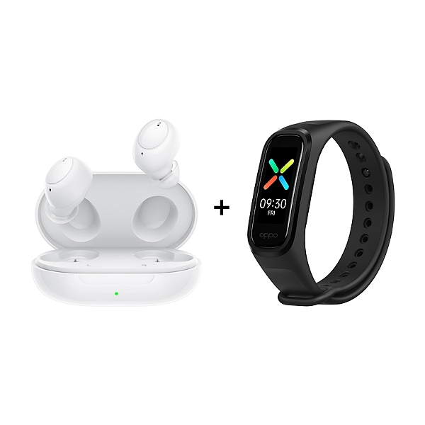 Pack Oppo Bracelet Connecté Band Sport Noir et Enco Buds Blanc