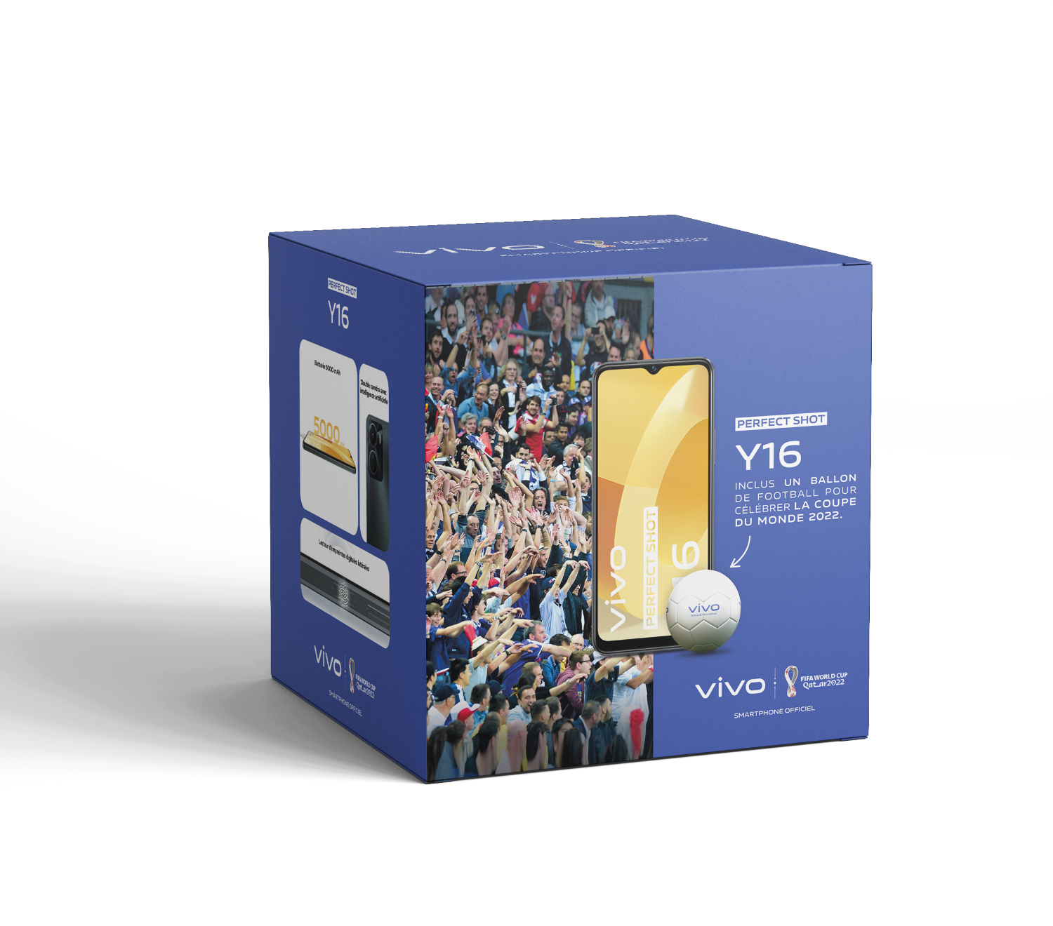 Pack Smartphone Vivo Y16 128Go Noir et Ballon Vivo Coupe du Monde