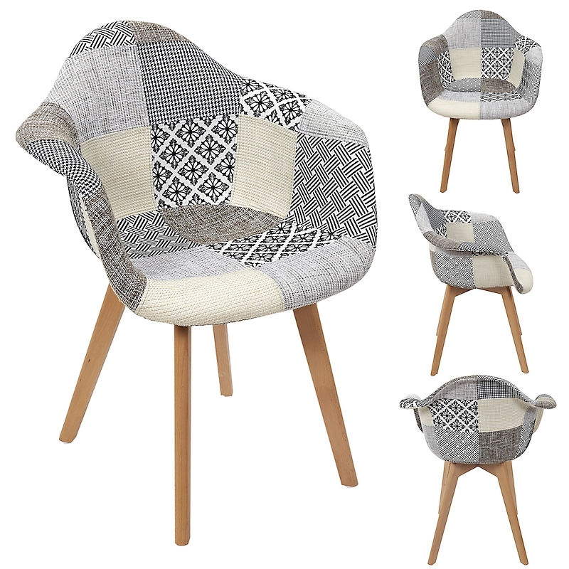 Lot de 2 fauteuils design Patchwork gris