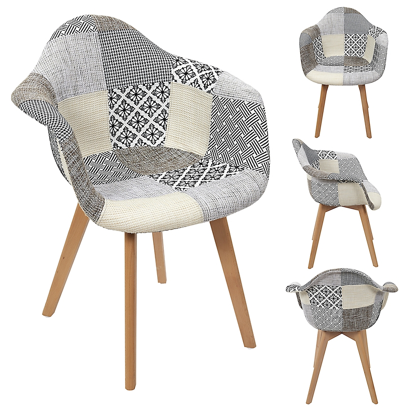 Lot de 2 fauteuils design Patchwork gris