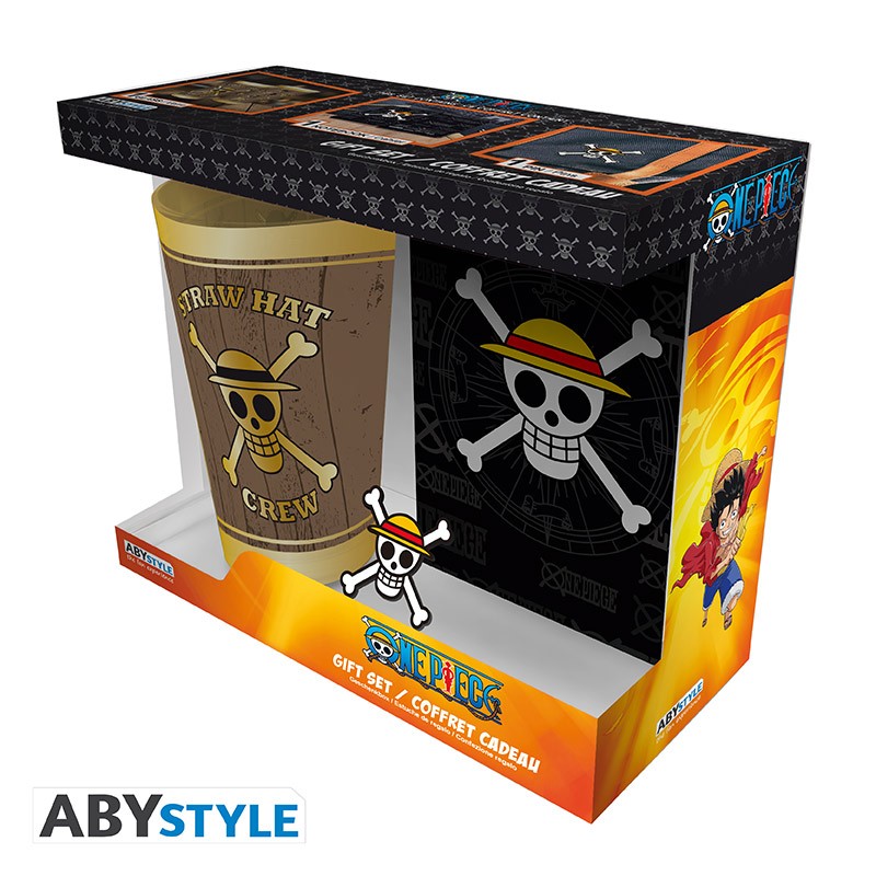 ONE PIECE Coffret cadeau Verre XXL + Pin's + Cahier Skull