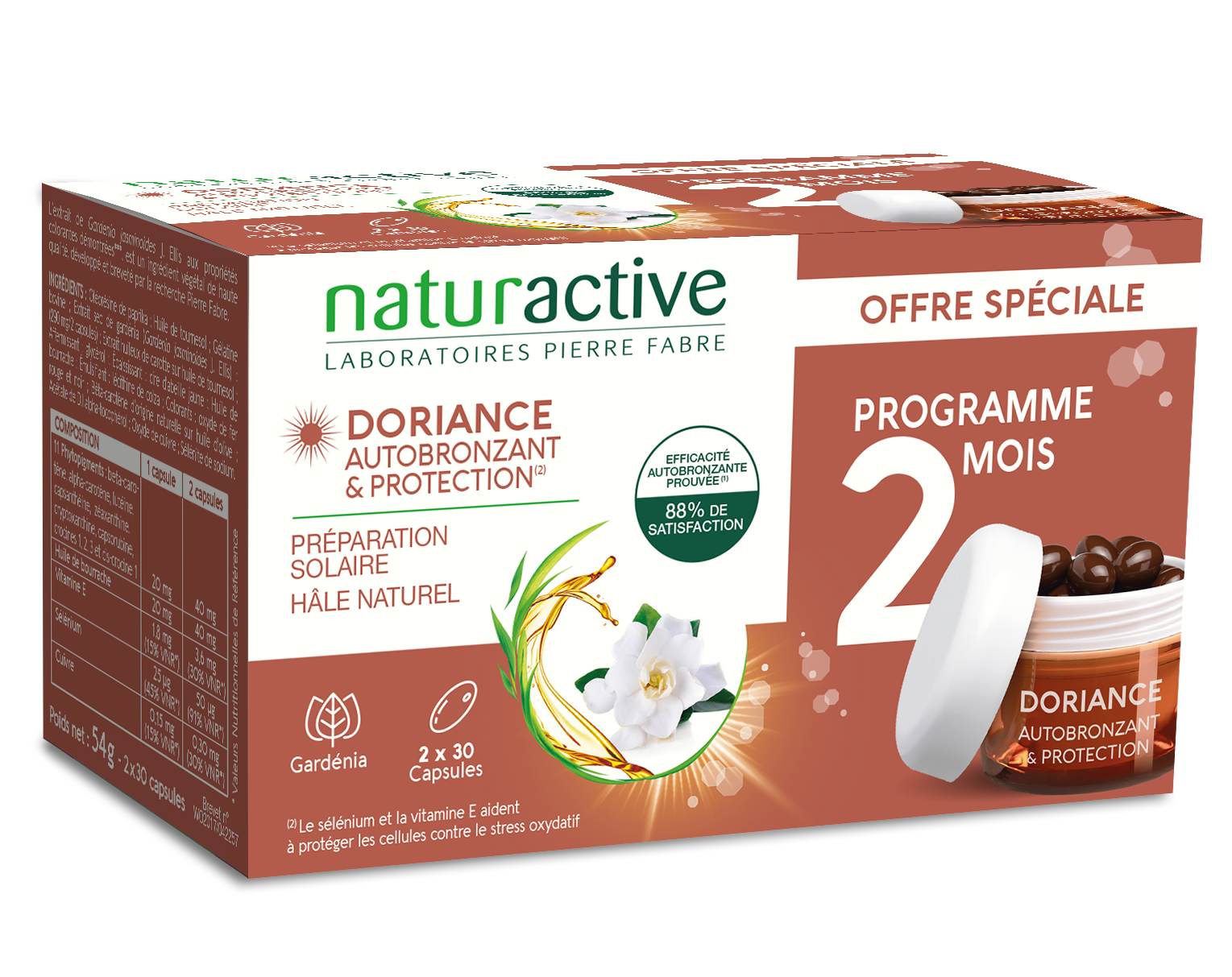 Doriance Autobronzant & Protection 2X30 capsules + bracelet indicateur UV offert