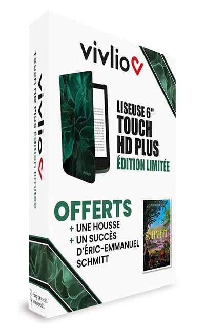 Liseuse Vivlio Touch HD Plus au coloris inédit + housse inédite + ebook Paradis perdus d'Éric-Emmanu