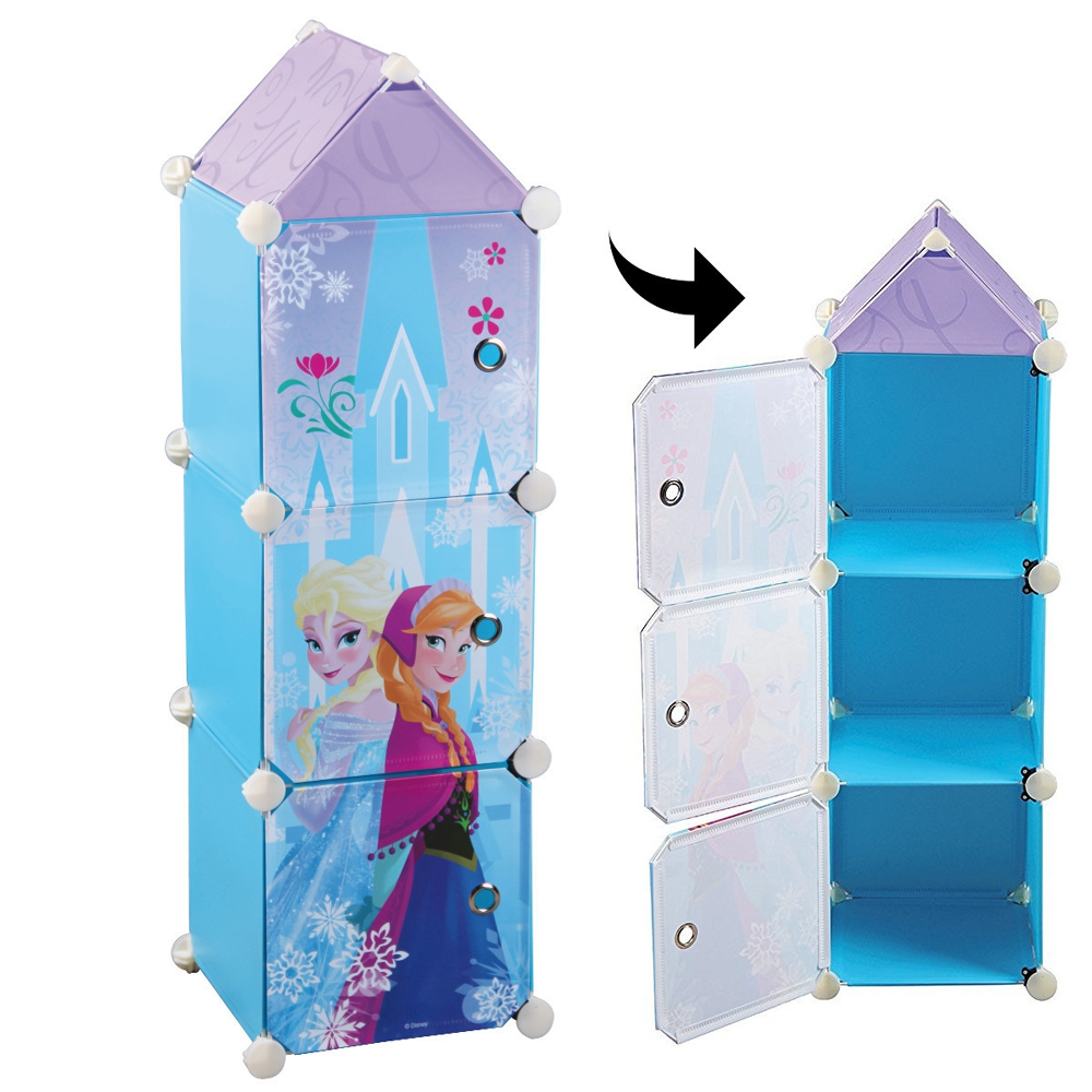 Colonne de rangement enfant avec 3 casiers Reine des Neiges