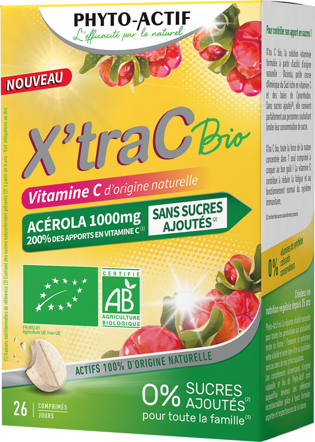 X'tra c bio sans sucres 26 comprimés