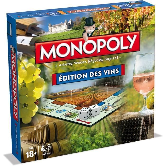Winning Moves Monopoly des vins en français Jeu De Plateau 18+ Jeu de Société pour 2 à 6 Joueurs Jeux de Société Famille en français - vue 6