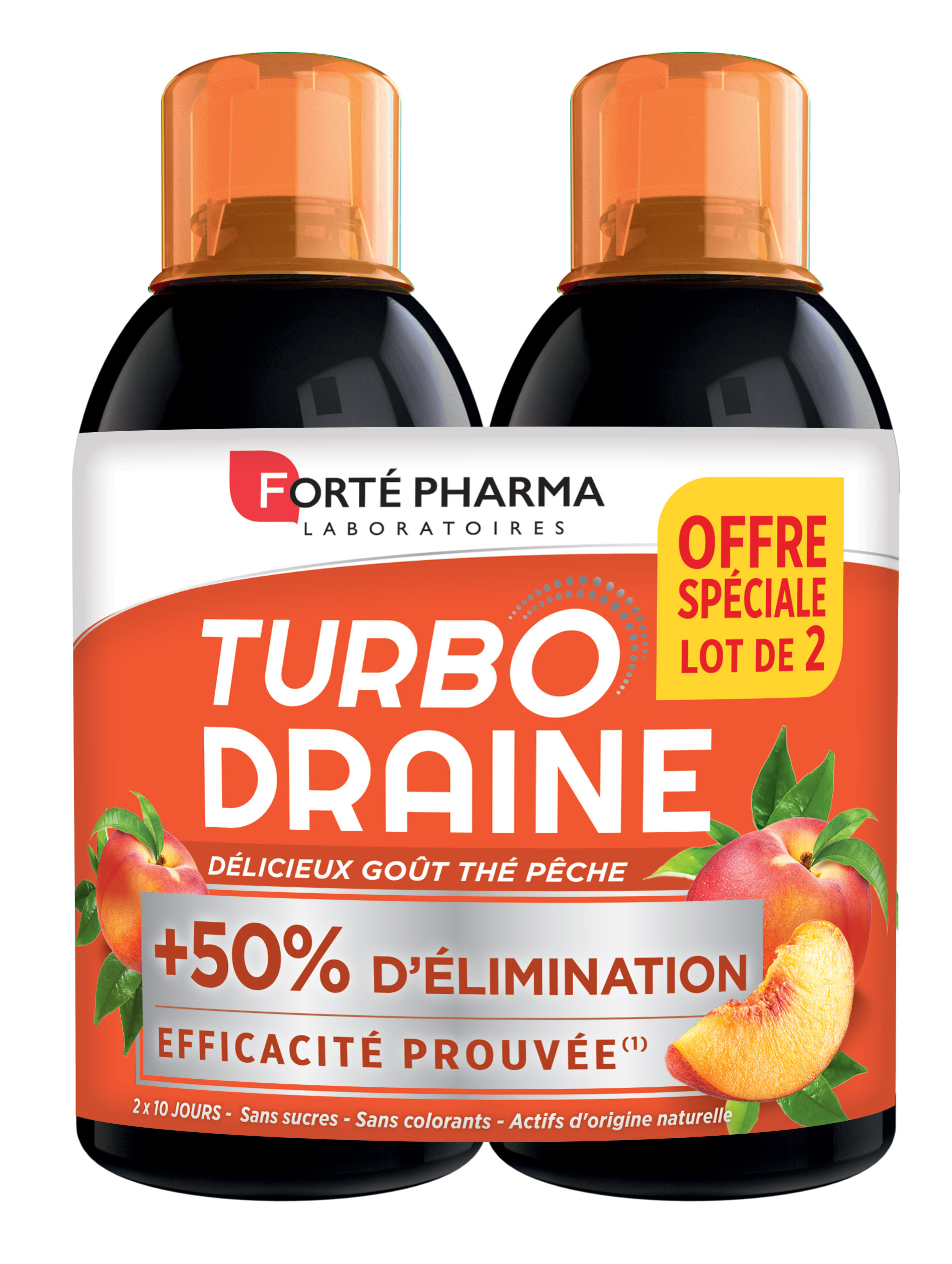 Turbodraine minceur 2x500ml - Goût : thé pêche