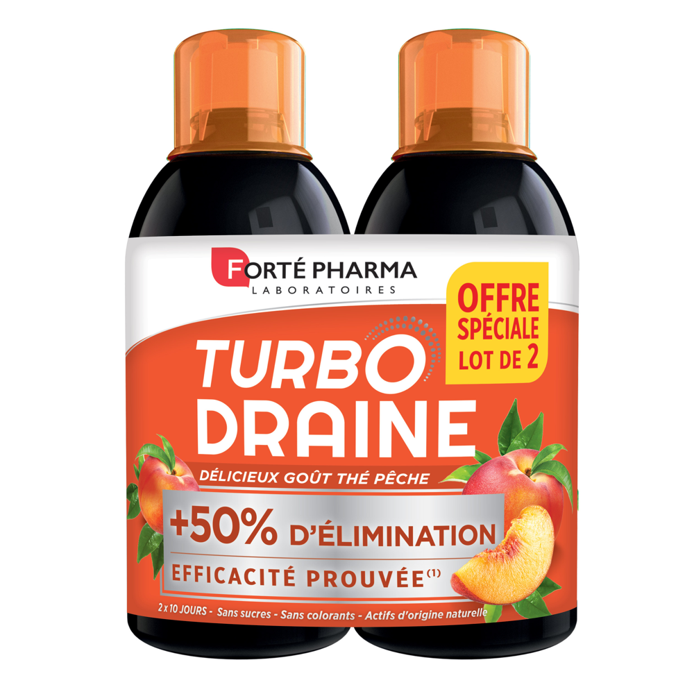 Turbodraine minceur 2x500ml - Goût : thé pêche