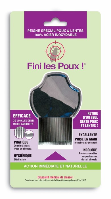 Fin les poux Peigne acier dents micro-cannelées