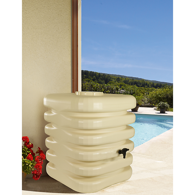 Récupérateur à eau Cubique 1000 . avec couvercle robinet et kit raccord chéneau - vue 3