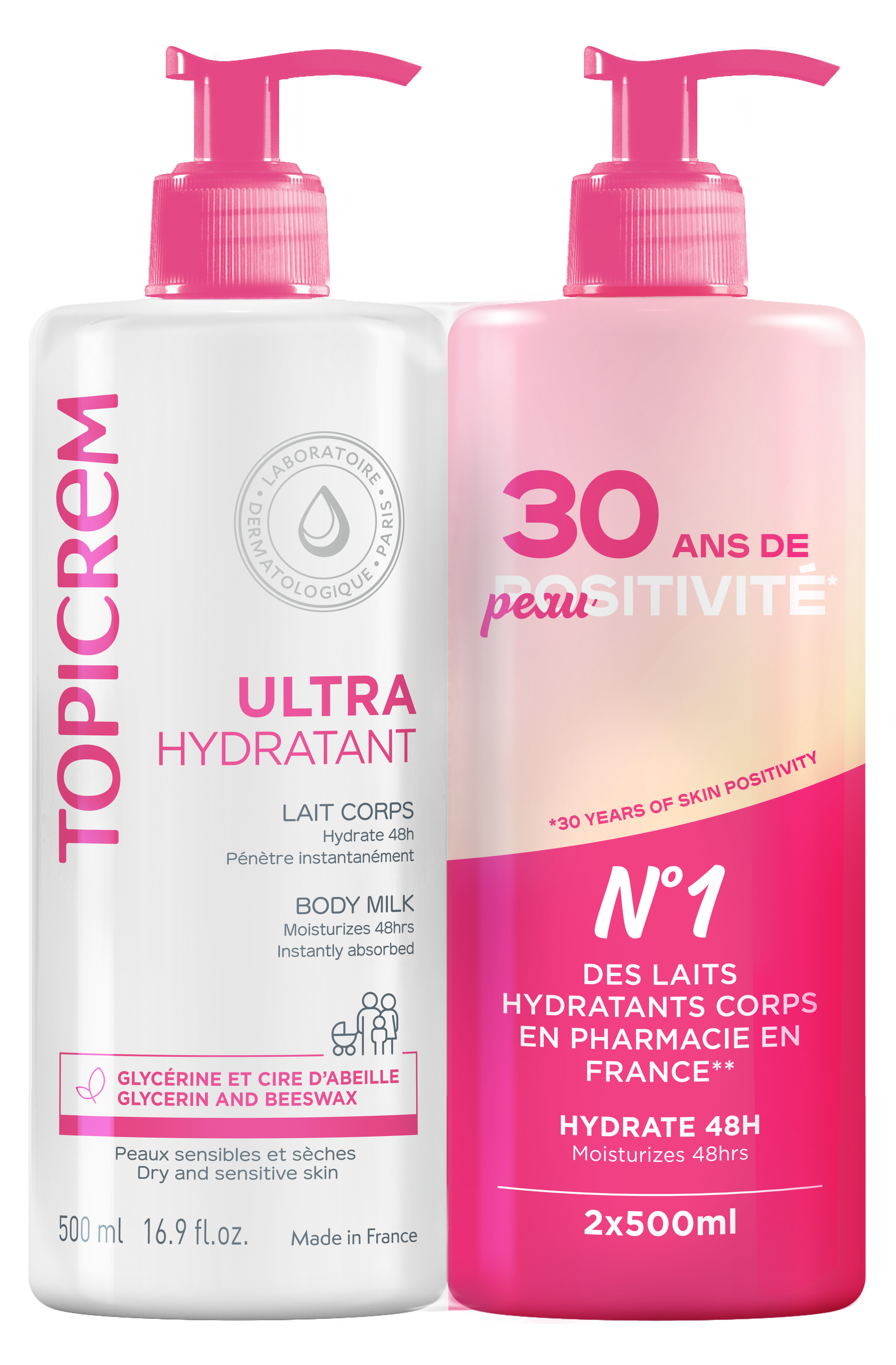 Topicrem ultra-hydratant lait corps 2x500ml