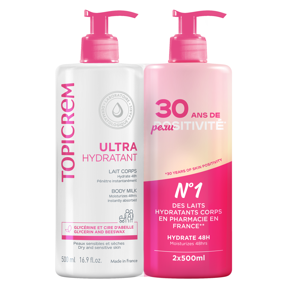 Topicrem ultra-hydratant lait corps 2x500ml