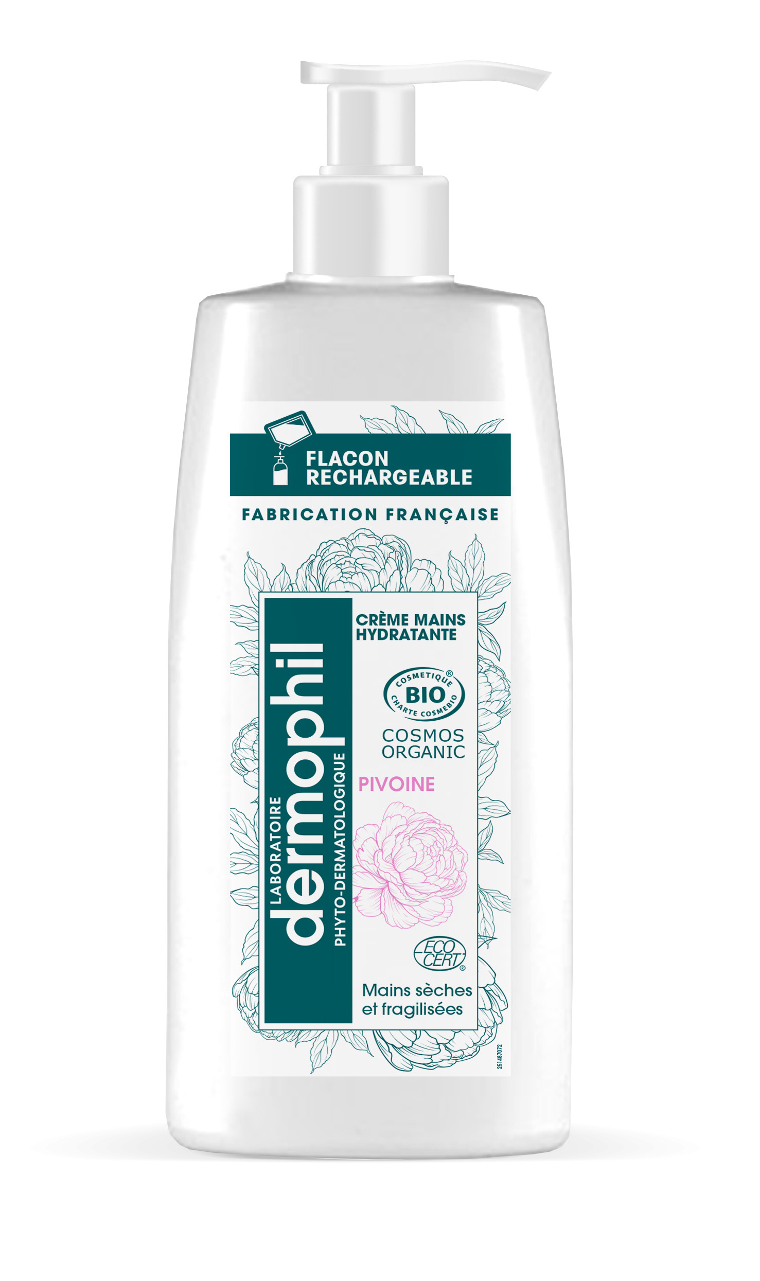 Crème Mains Pivoine Flacon Pompe, Bio 200ml