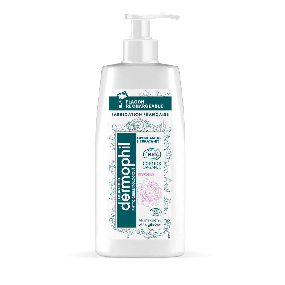 Crème Mains Pivoine Flacon Pompe, Bio 200ml
