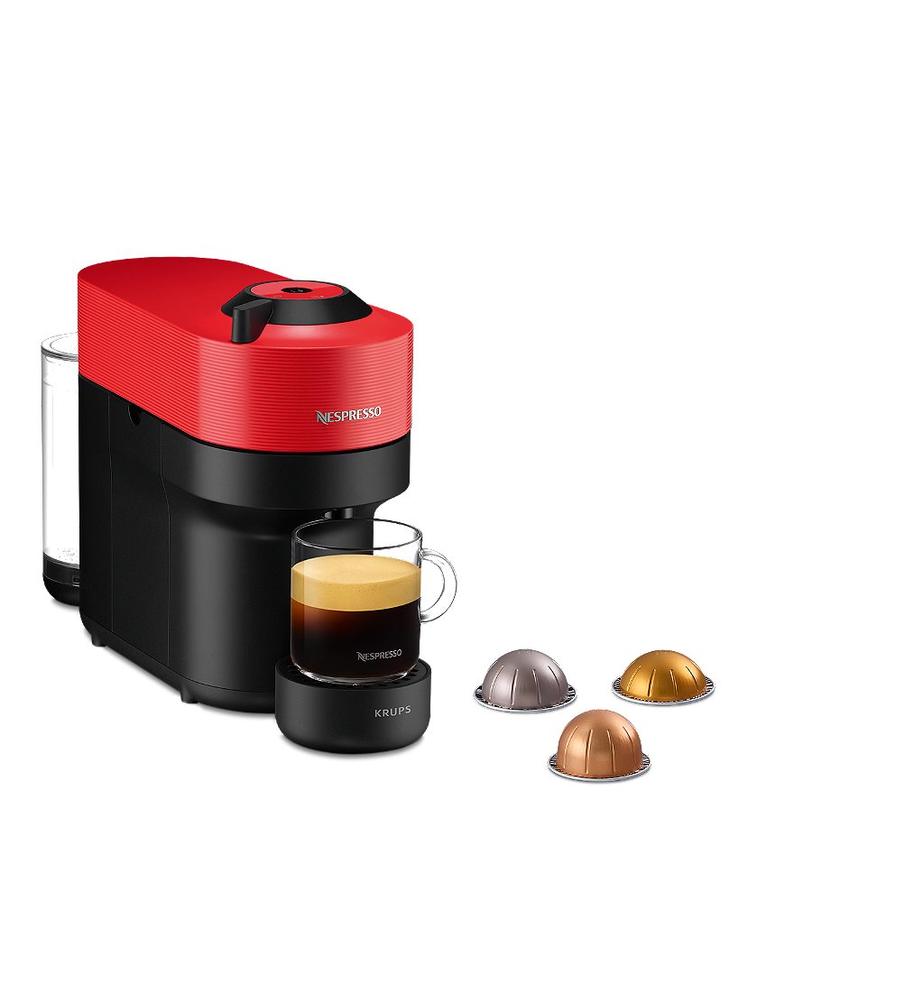 KRUPS NESPRESSO YY4888FD Vertuo Pop Rouge Machine a café capsules, Cafetiere compacte, 4 tailles de 