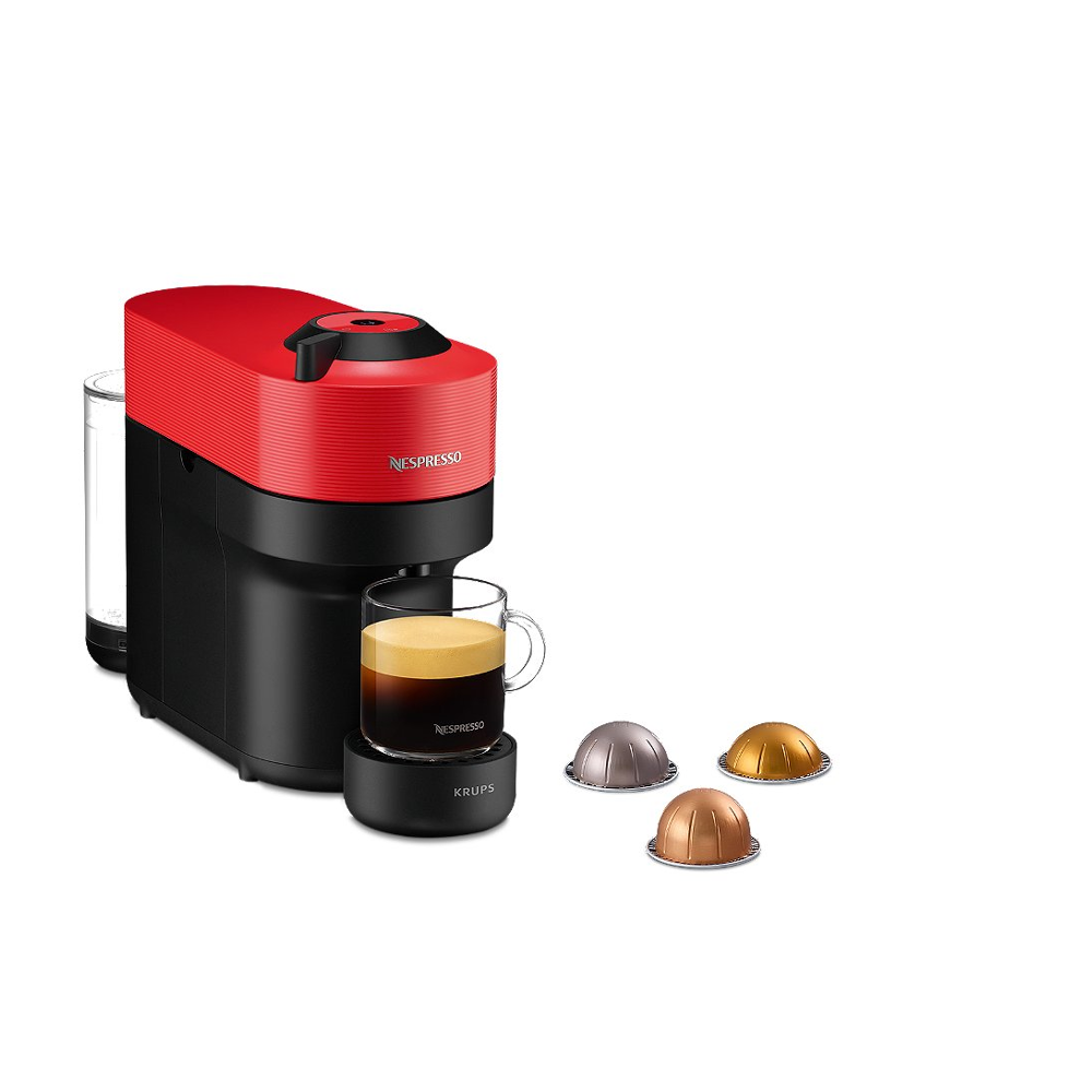 KRUPS NESPRESSO YY4888FD Vertuo Pop Rouge Machine a café capsules, Cafetiere compacte, 4 tailles de