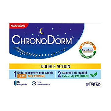 Chronodorm double action mélatonine 1,9 mg x15 comprimés