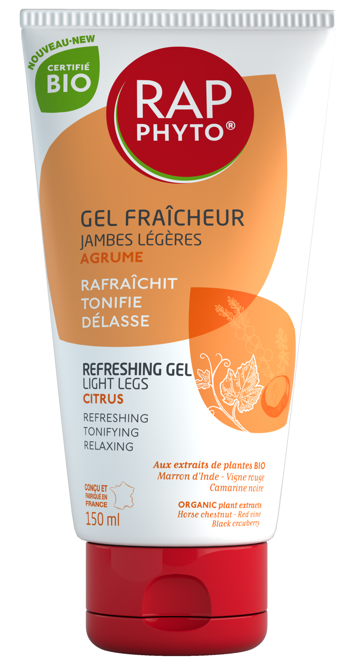 Rap Phyto Bio - Gel Fraicheur jambes légères parfum agrumes tube 150 ml