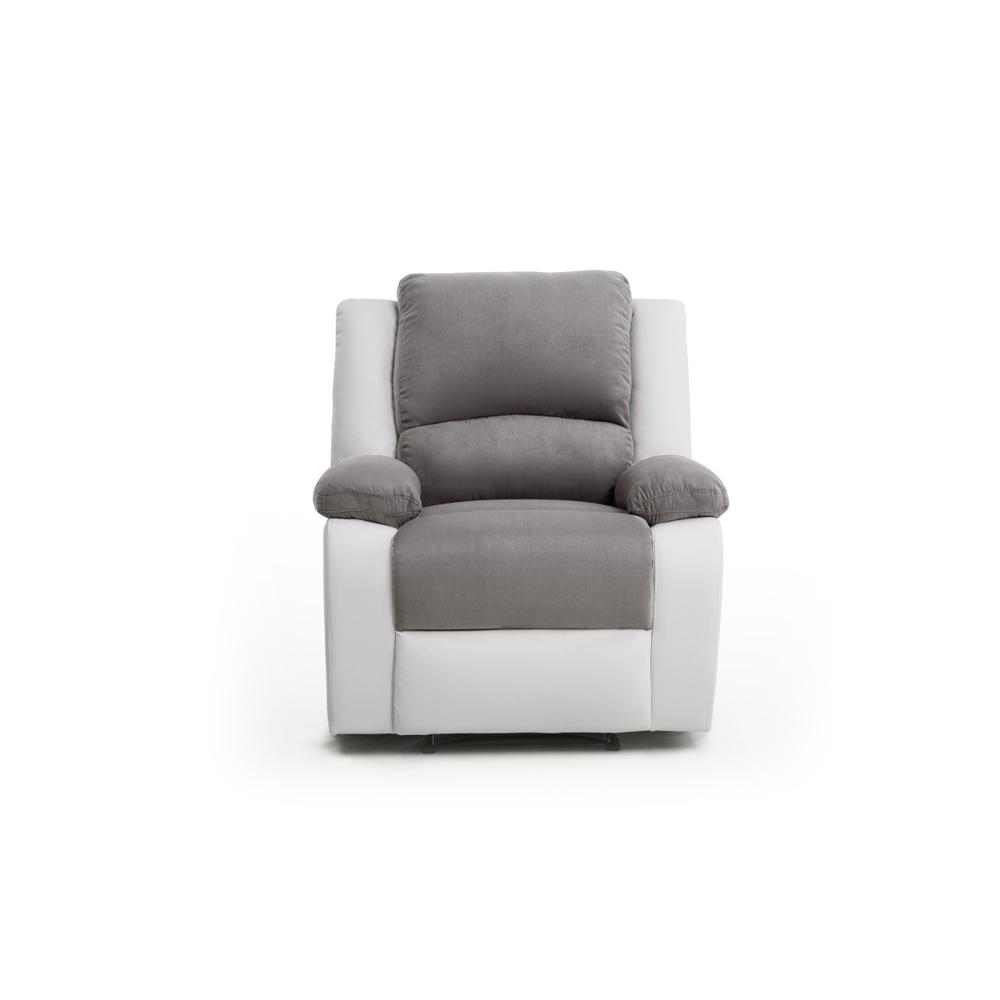 Fauteuil Relax de relaxation manuel en microfibre et simili - Gris, blanc