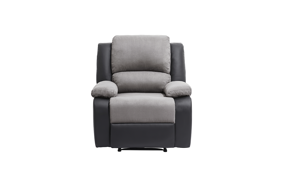 Fauteuil Relax de relaxation manuel simili cuir noir et microfibre gris Confort