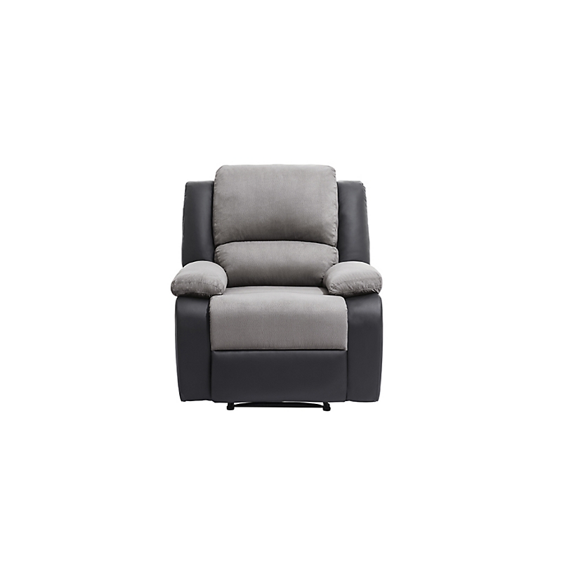 Fauteuil Relax de relaxation manuel simili cuir noir et microfibre gris Confort