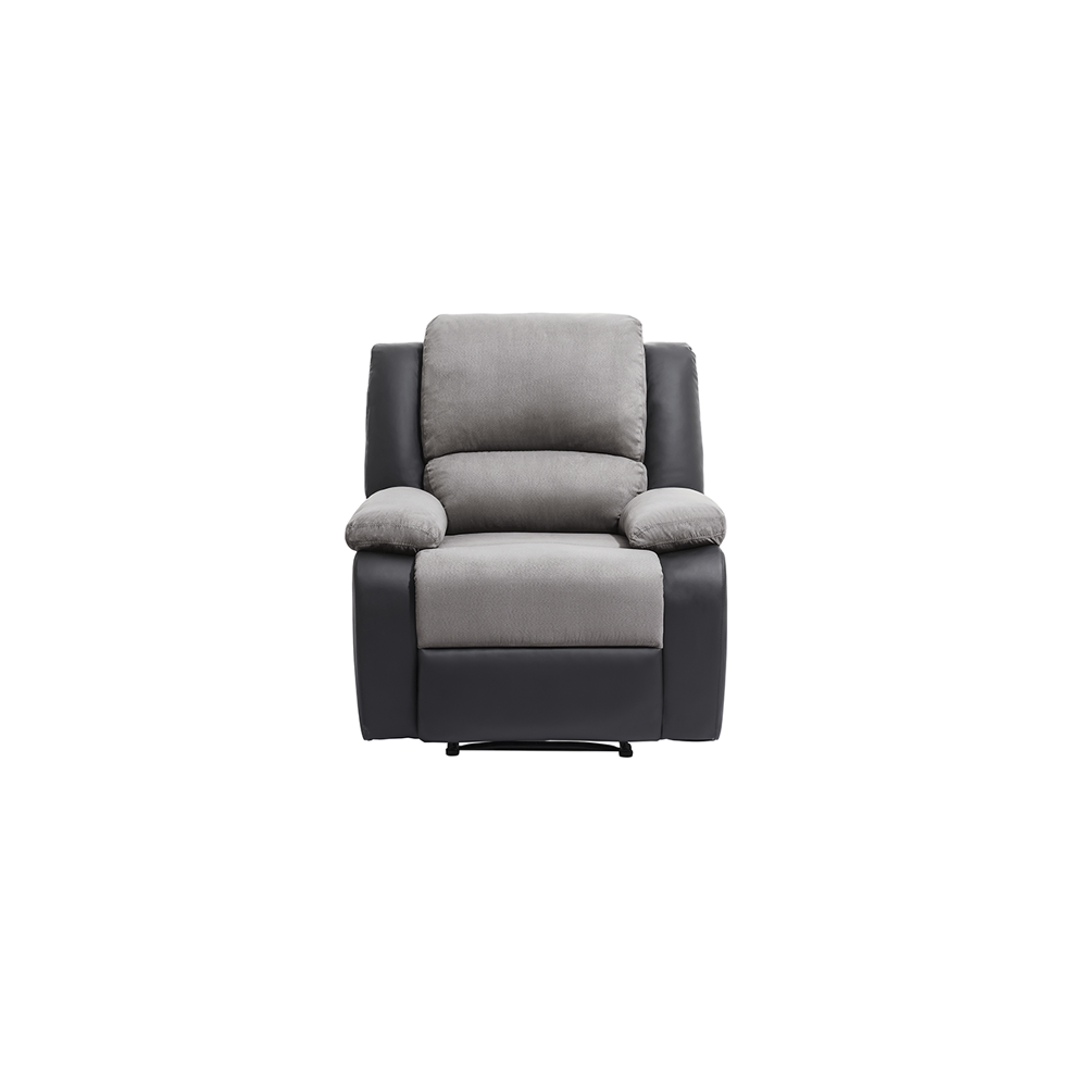 Fauteuil Relax de relaxation manuel simili cuir noir et microfibre gris Confort
