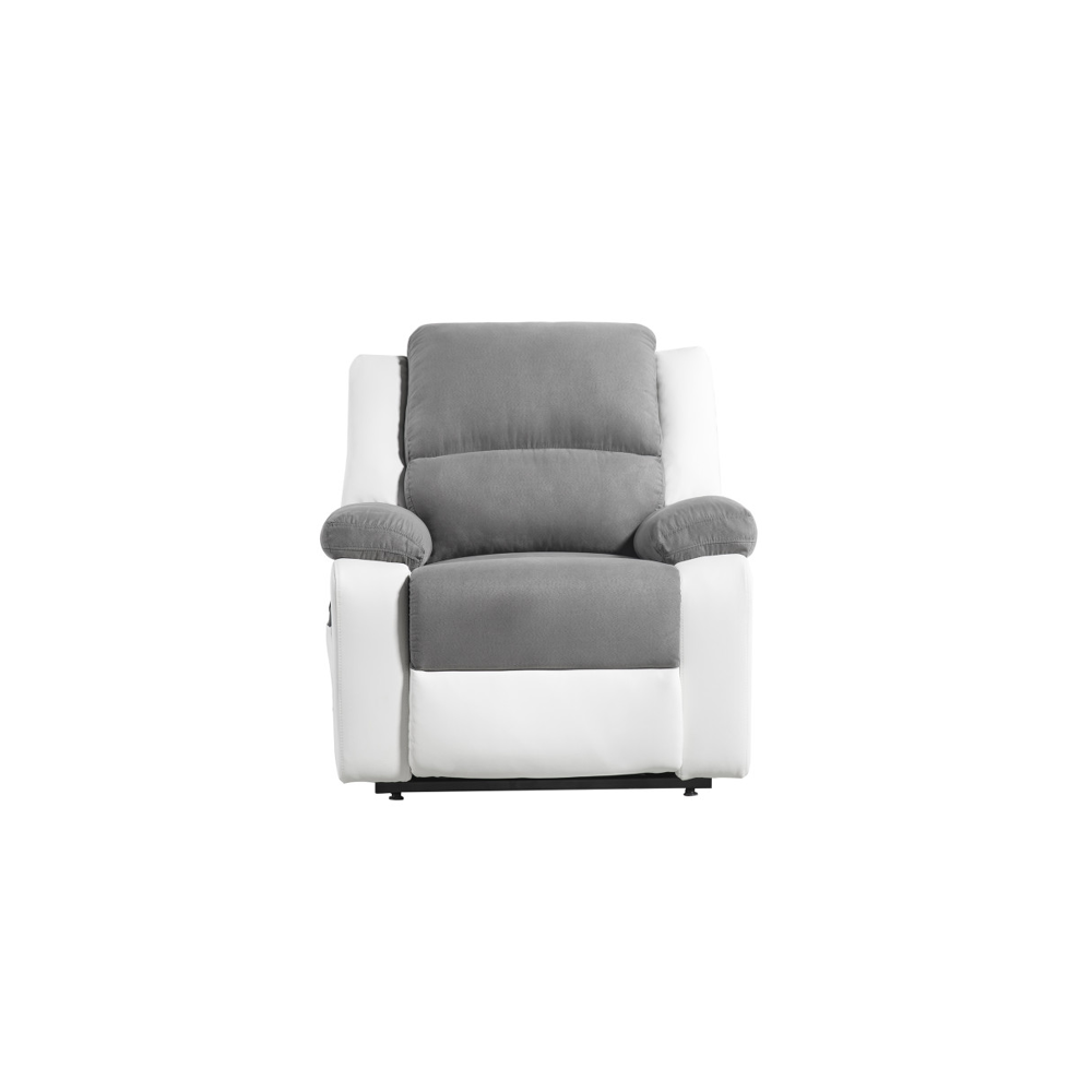 Fauteuil Relax de relaxation électrique avec releveur PU blanc et microfibre grise