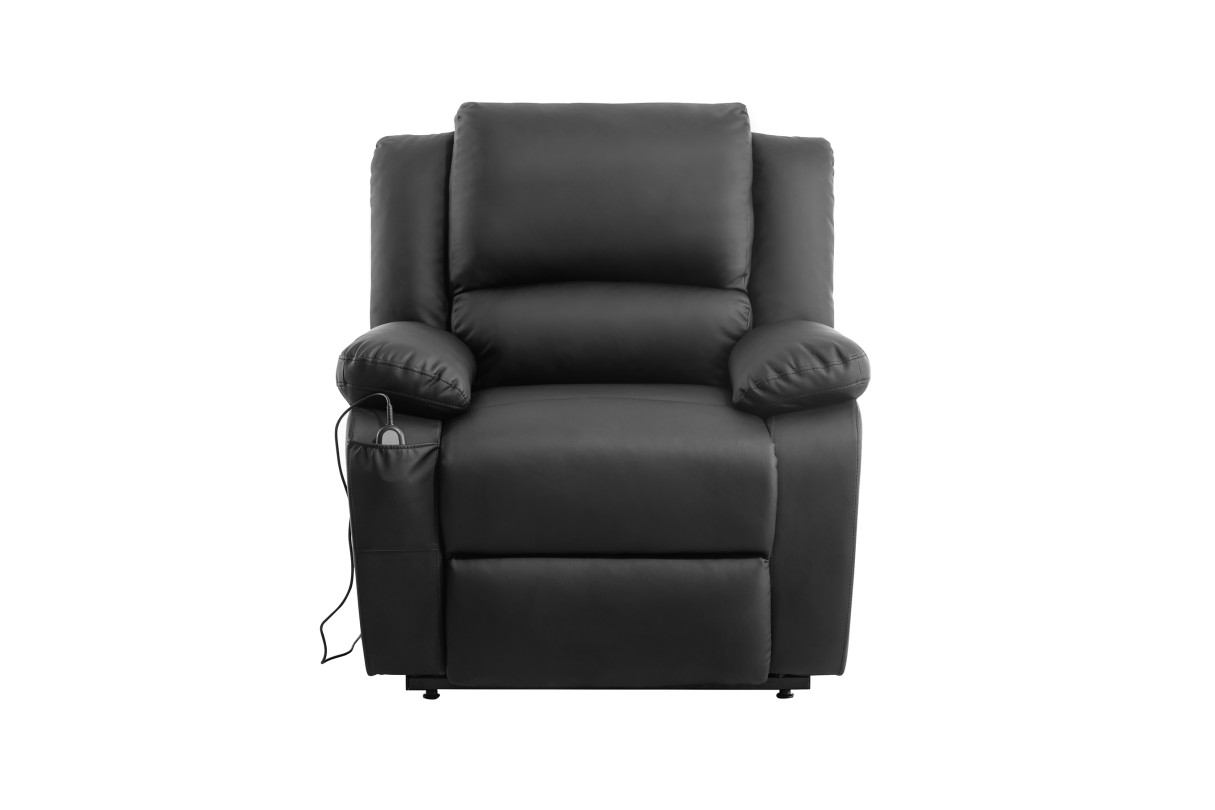 Fauteuil Relax de relaxation électrique avec releveur simili cuir noir Confort