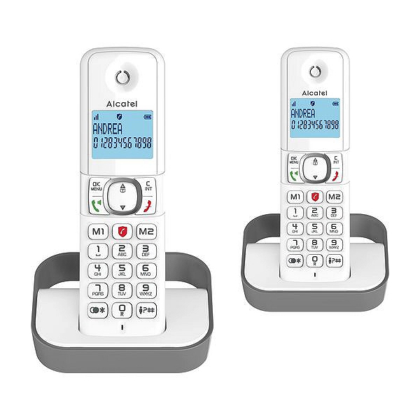Téléphone fixe ALCATEL F860 DUO blanc-gris