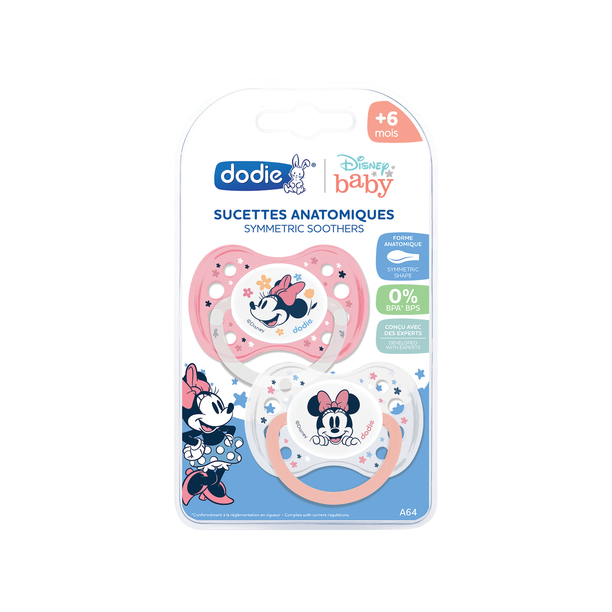 Sucettes anatomiques +6 mois duo minnie