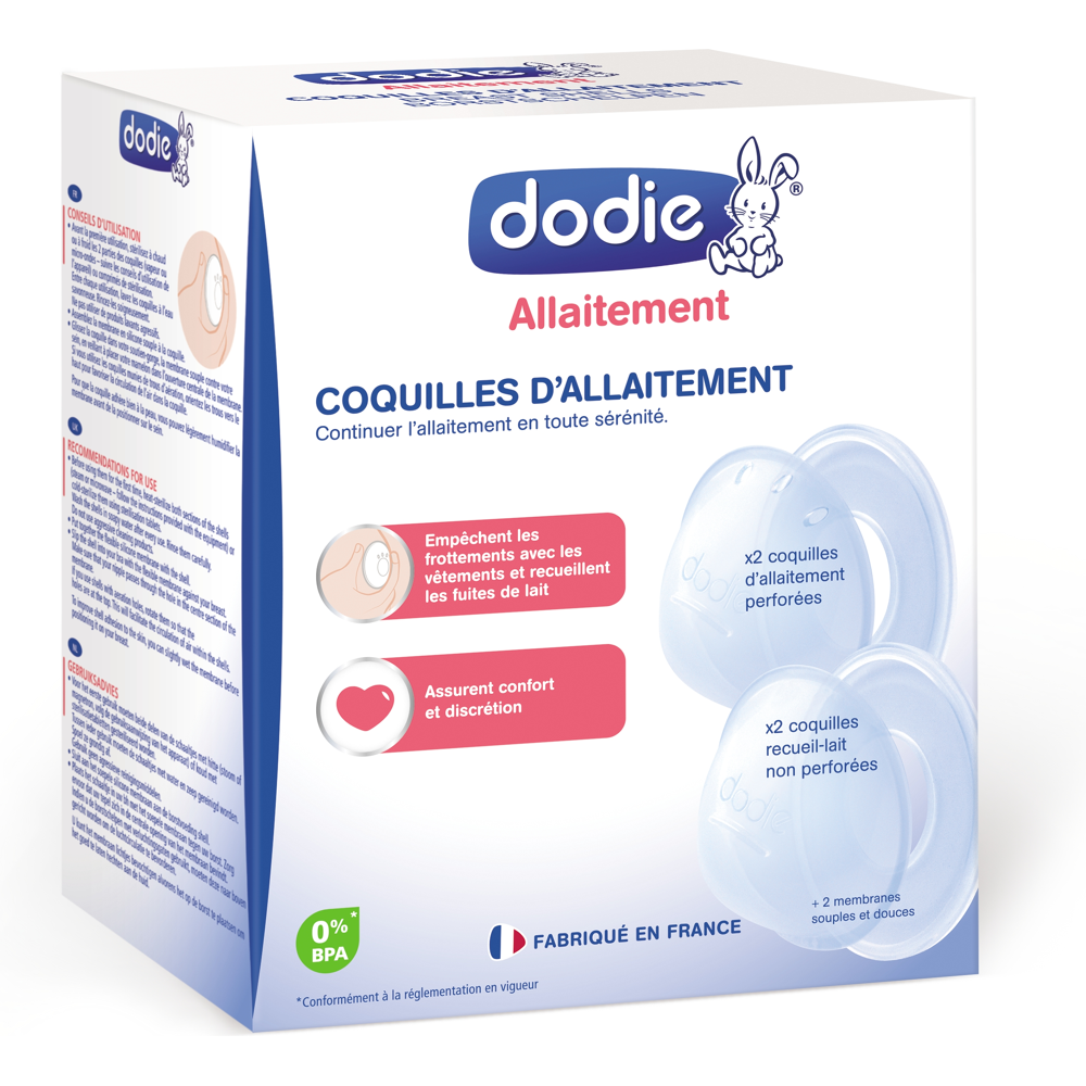Coquilles d'allaitement - 2 coquilles perforées, 2 coquilles recueil-lait non perforées