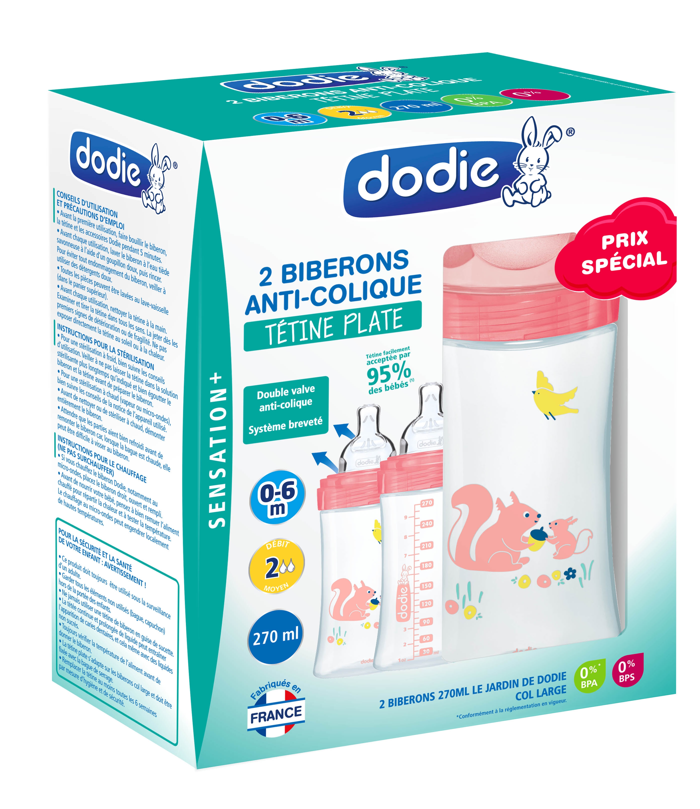 Coffret Sensation+ Anti-Colique 2 Biberons De 270ml 0-6 Mois Tétine Plate Débit 2