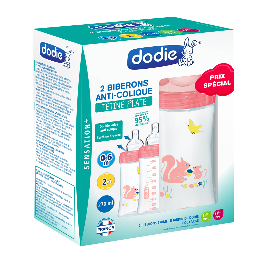 Coffret Sensation+ Anti-Colique 2 Biberons De 270ml 0-6 Mois Tétine Plate Débit 2