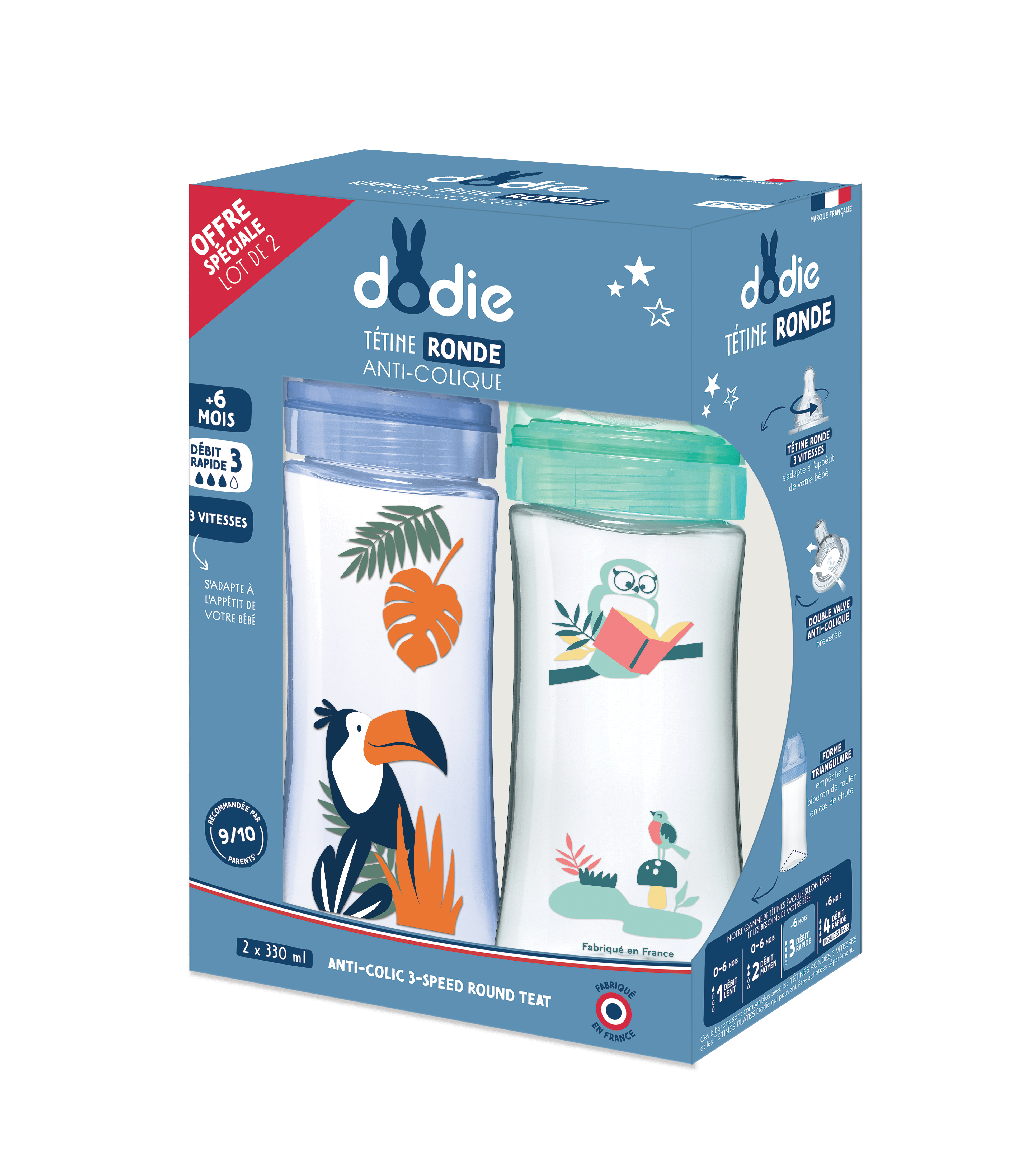 Biberon Kit x2 Initiation+ 330ml Bleu