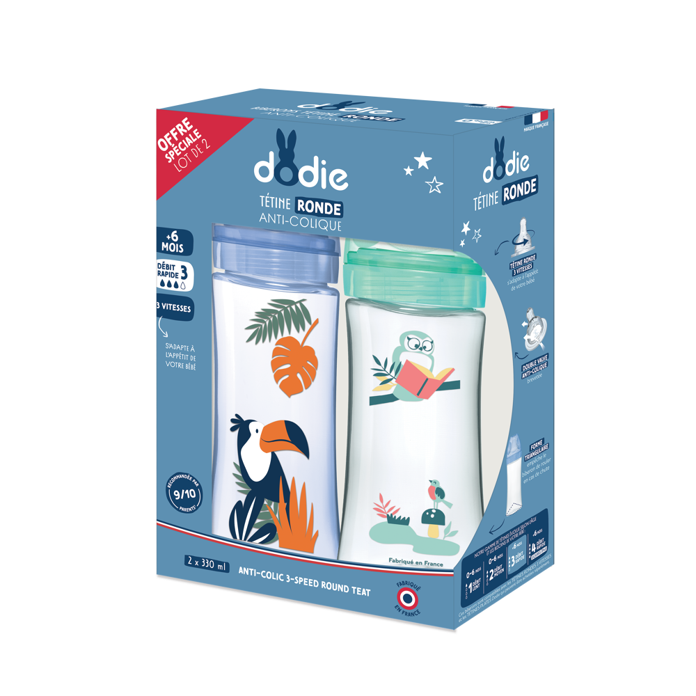 Biberon Kit x2 Initiation+ 330ml Bleu